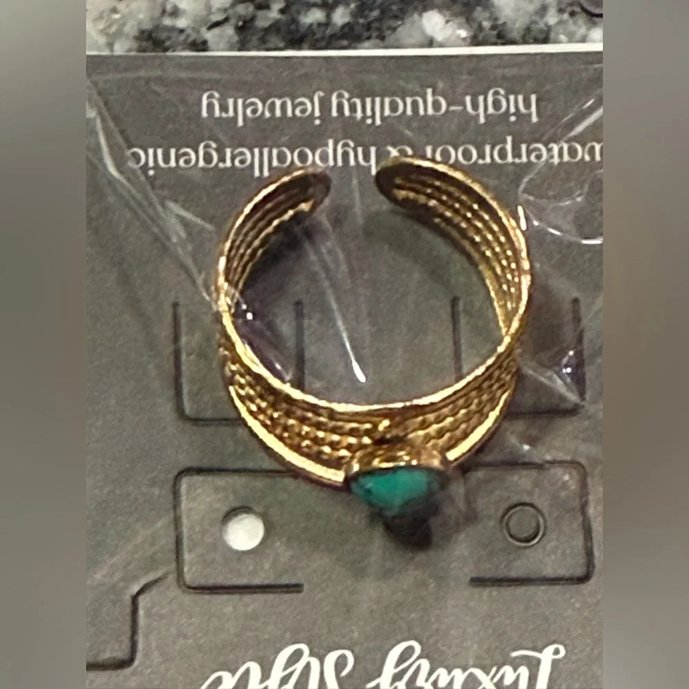 Gold and Turquoise ring 18k Gold plated - Picture 4 of 8
